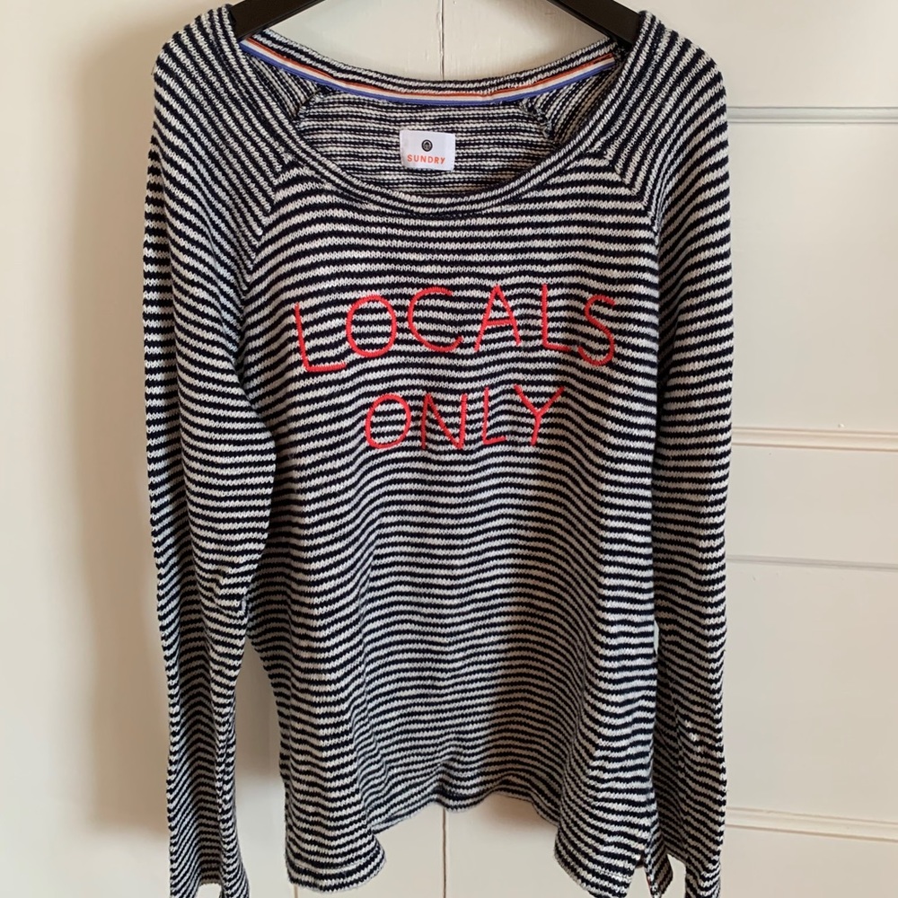 SUNDRY ‘LOCALS ONLY’ thin stripe women’s  sweater!